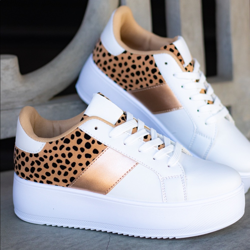 Brand New Cheetah and rose gold sneakers